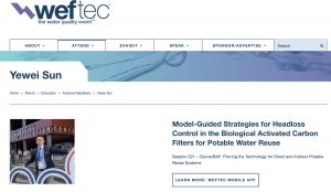 Read more about the article Yewei is selected as a “featured speaker” to present his biofiltration research in WEFTEC 2019.